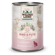 Dåse med Wildes Land Cat Beef & Turkey vådfoder til kat, 400 gram