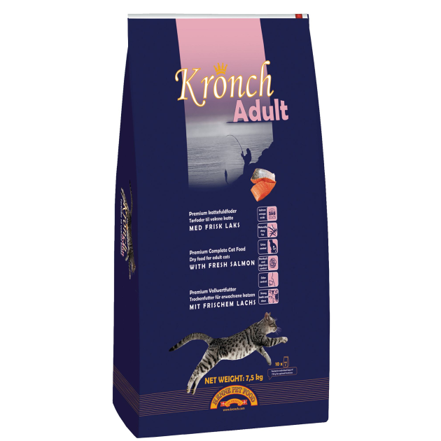 Pose med Kronch Adult Cat kattefoder på 750 gram