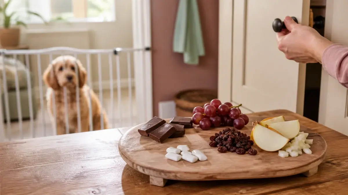 Chokolade, druer, løg og tyggegummi står uden for hundens rækkevidde
