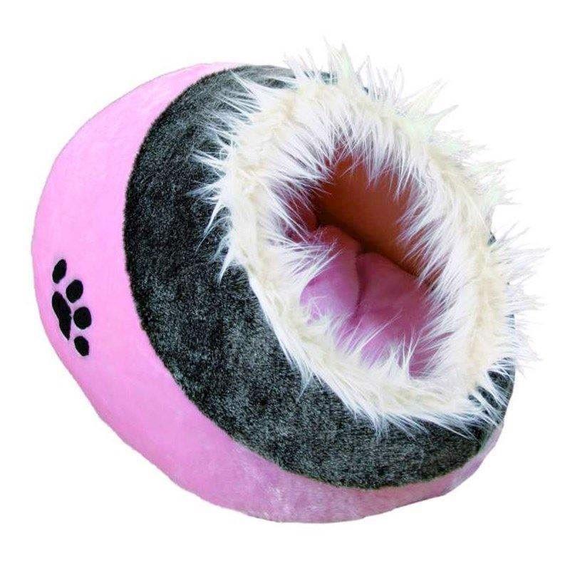 Pink og grå kattehule Minou i blødt plys med hvid pels indeni fra MyPets